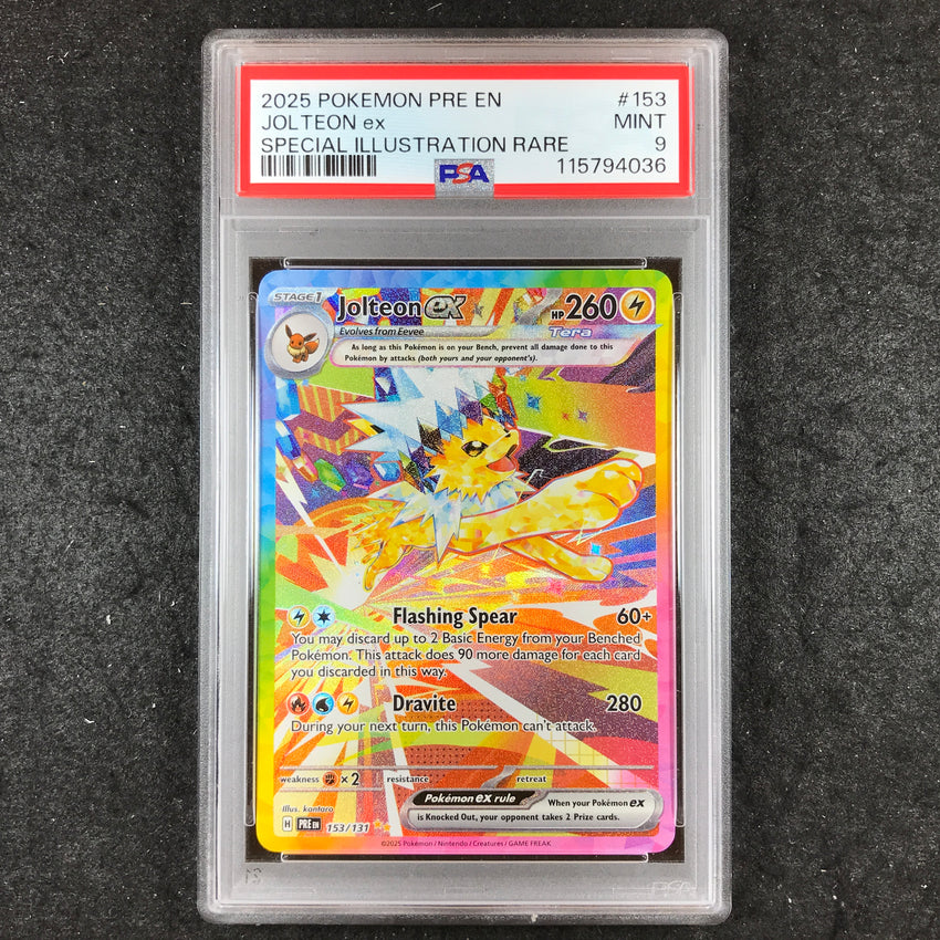 PSA 9 Jolteon ex - 153/131 - Pokemon Prismatic Evolutions Special Illustration Rare 036-Cherry Collectables