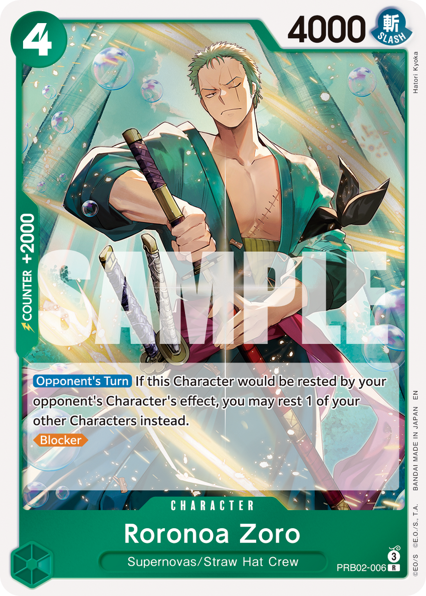 (GREEN) (PRB02) Roronoa Zoro - #PRB02-006 Rare [PRB-02] Premium Booster - THE BEST - VOL. 2