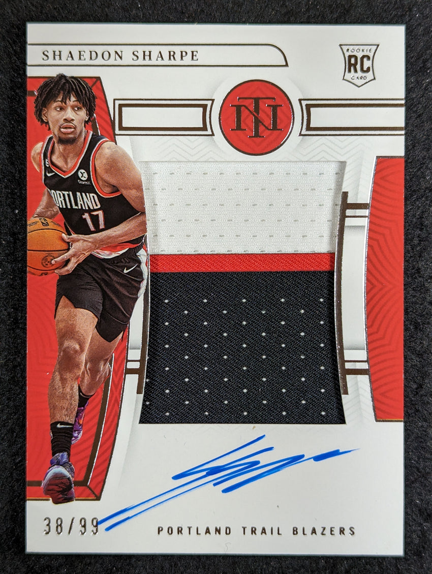 2022-23 National Treasures Shaedon Sharpe Rookie Patch Auto Silver 38/99 No 131