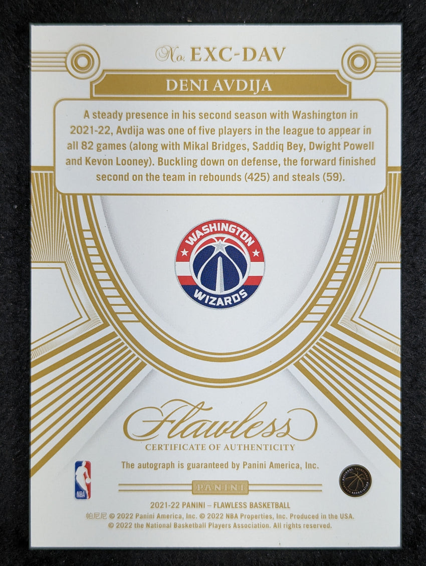 2021-22 Flawless Deni Avdija Excellence Signatures Auto Gold 1/10