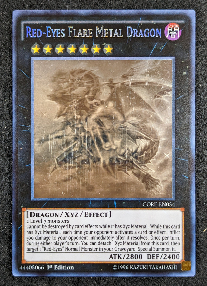 LIGHTLY PLAYED Red-Eyes Flare Metal Dragon - CORE-EN054 - Ghost Rare 1st Edition