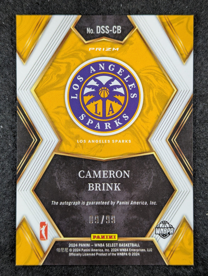 2024 Select WNBA CAMERON BRINK Draft Selections Signatures Auto Red 9/99