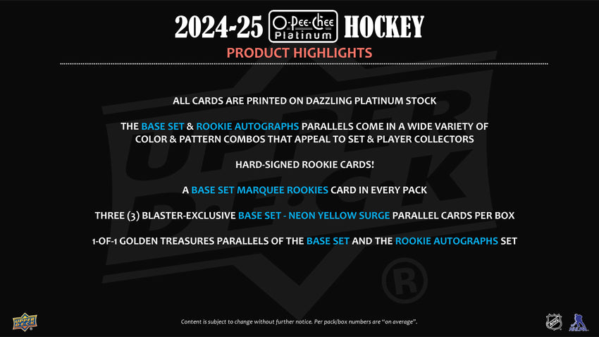 2024-25 Upper Deck O-Pee-Chee Platinum Hockey Blaster Box