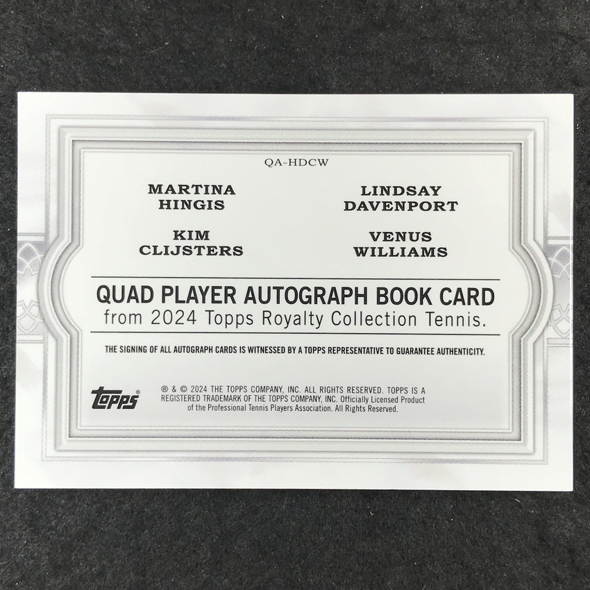 2024 Topps Royalty HINGIS DAVENPORT CLIJSTERS WILLIAMS Quad Auto Booklet 4/5