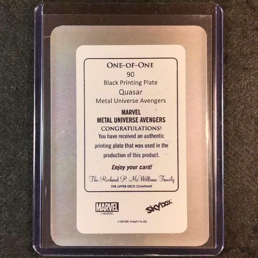 2024 Marvel Metal Universe Avengers QUASAR Base Printing Plate Black 1/1 #90