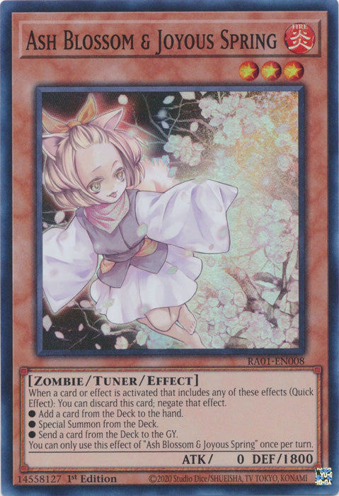 RA01-EN008 - Ash Blossom & Joyous Spring Super Rare 1st Edition