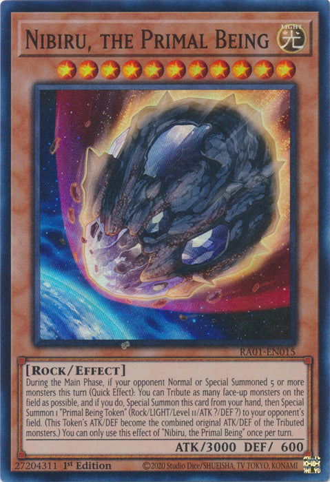 RA01-EN015 - Nibiru, the Primal Being Super Rare 1st Edition