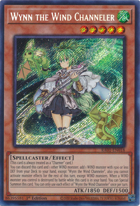 RA01-EN018 - Wynn the Wind Channeler Secret Rare 1st Edition