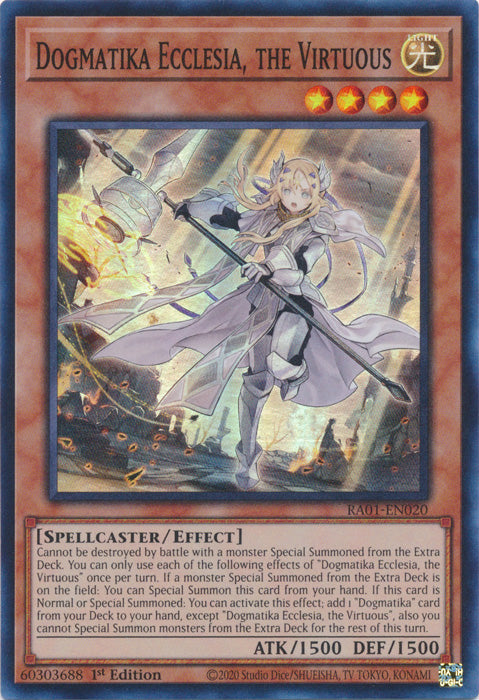 RA01-EN020 - Dogmatika Ecclesia, the Virtuous Super Rare 1st Edition