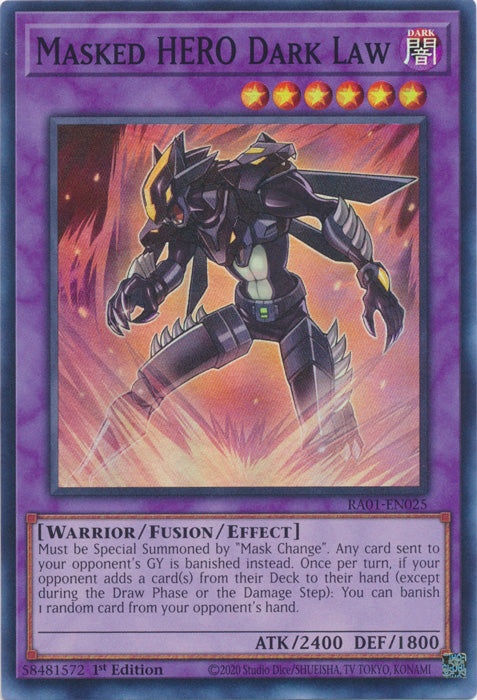 RA01-EN025 - Masked HERO Dark Law Super Rare 1st Edition