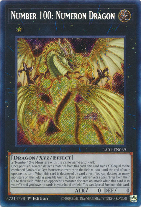 RA01-EN039 - Number 100: Numeron Dragon Secret Rare 1st Edition