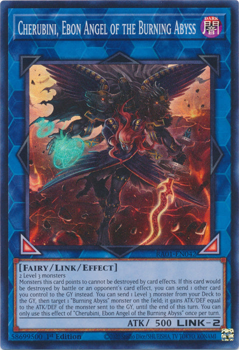 RA01-EN042 - Cherubini, Ebon Angel of the Burning Abyss Super Rare 1st Edition
