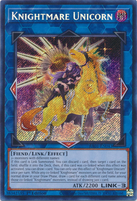 RA01-EN043 - Knightmare Unicorn Secret Rare 1st Edition