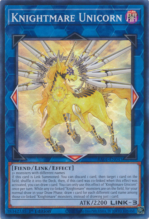 RA01-EN043 - Knightmare Unicorn (Alternate Art) Super Rare 1st Edition