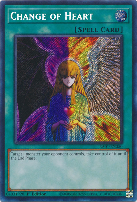 RA01-EN050 - Change of Heart Secret Rare 1st Edition