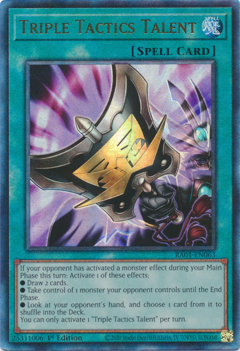 [ULTIMATE RARE] Triple Tactics Talent - RA01-EN063 - 1st Edition