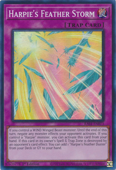RA01-EN073 - Harpie's Feather Storm Super Rare 1st Edition