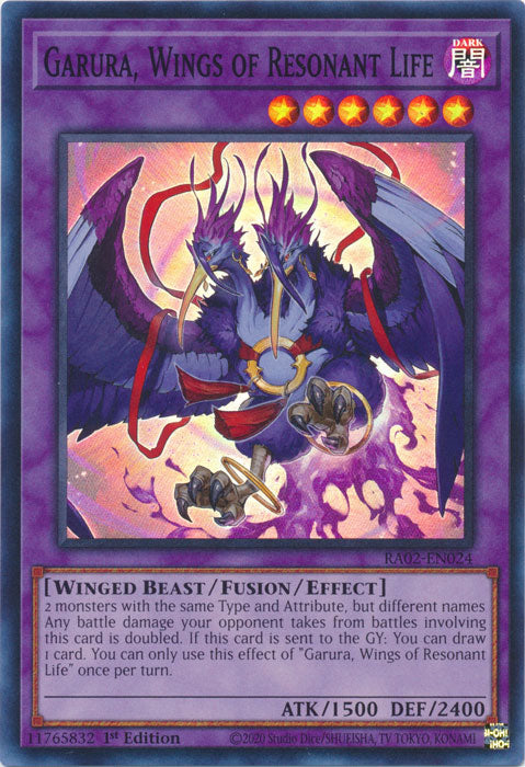 [SUPER RARE] Garura, Wings of Resonant Life - RA02-EN024 - 1st Edition