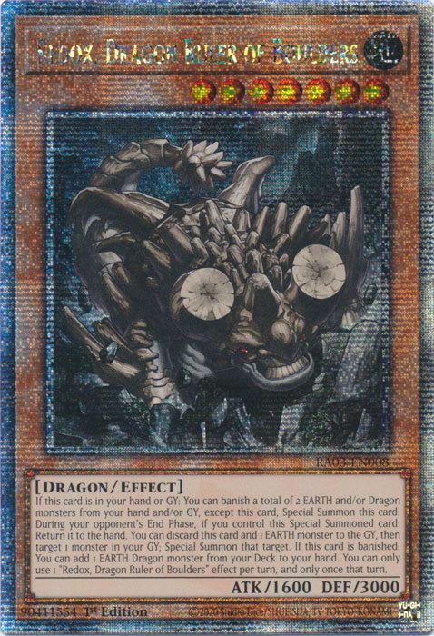 [QUARTER CENTURY SECRET RARE] Redox, Dragon Ruler of Boulders - RA03-EN008 -  1st Edition