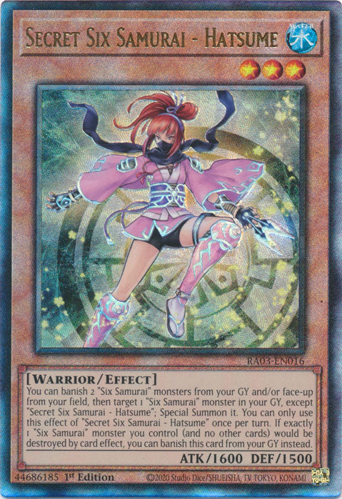 [ULTIMATE RARE] Secret Six Samurai - Hatsume - RA03-EN016 -  1st Edition