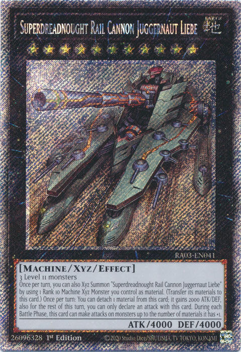 [QUARTER CENTURY SECRET RARE] Superdreadnought Rail Cannon Juggernaut Liebe - RA03-EN041 -  1st Edition