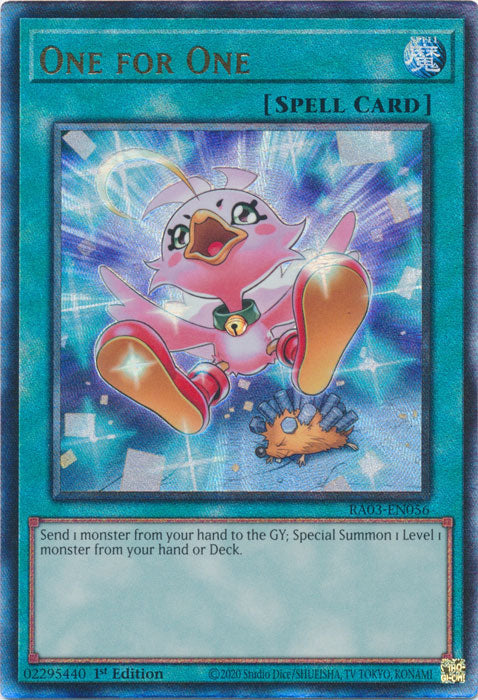 [ULTIMATE RARE] [ALTERNATE ART] One for One - RA03-EN056 -  1st Edition