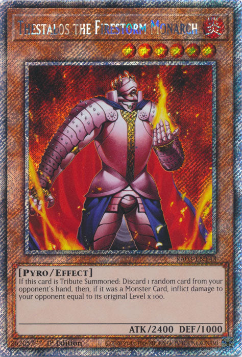 [QUARTER CENTURY SECRET RARE] Thestalos the Firestorm Monarch - RA03-EN143 -  1st Edition