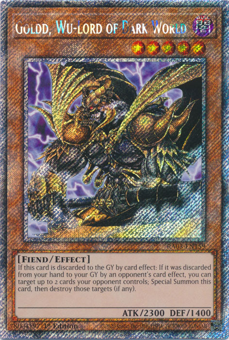 [QUARTER CENTURY SECRET RARE] Goldd, Wu-Lord of Dark World - RA03-EN159 -  1st Edition