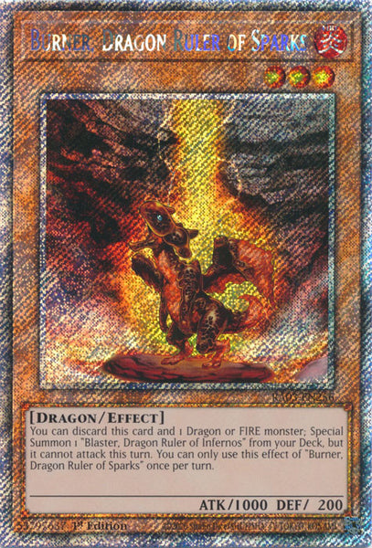 sparks yugioh card PLATINUM] Burner, Dragon Ruler of Sparks - RA03-EN256