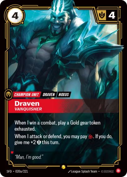 [ALTERNATE ART] Draven - Vanquisher (020a/221) - Riftbound Spiritforged