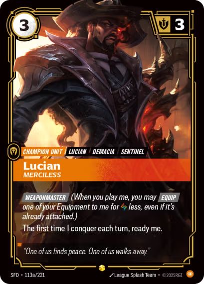 [ALTERNATE ART] Lucian - Merciless (113a/221) - Riftbound Spiritforged
