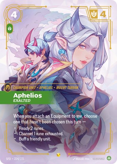 Aphelios - Exalted (Overnumbered) (224/221) - Riftbound Spiritforged