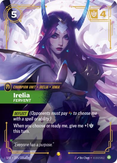 Irelia - Fervent (Overnumbered) (225/221) - Riftbound Spiritforged