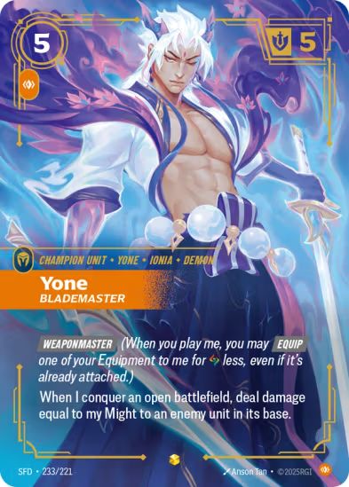 Yone - Blademaster (Overnumbered) (233/221) - Riftbound Spiritforged
