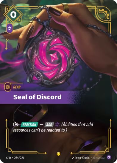 Seal of Discord (Overnumbered) (234/221) - Riftbound Spiritforged