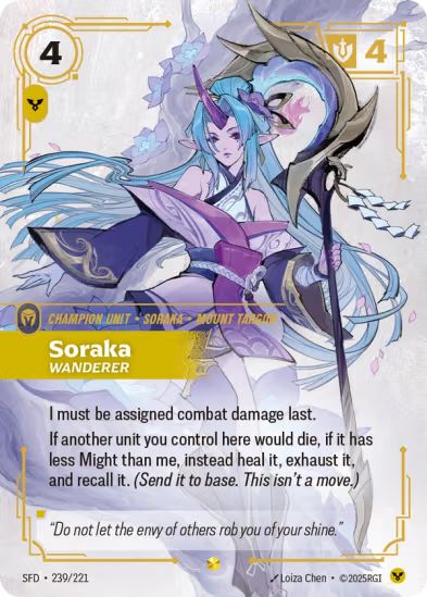Soraka - Wanderer (Overnumbered) (239/221) - Riftbound Spiritforged