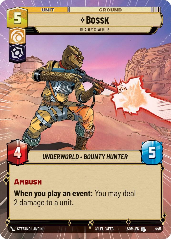 FOIL HYPERSPACE Bossk - Deadly Stalker - #445 - Uncommon Spark of Rebellion