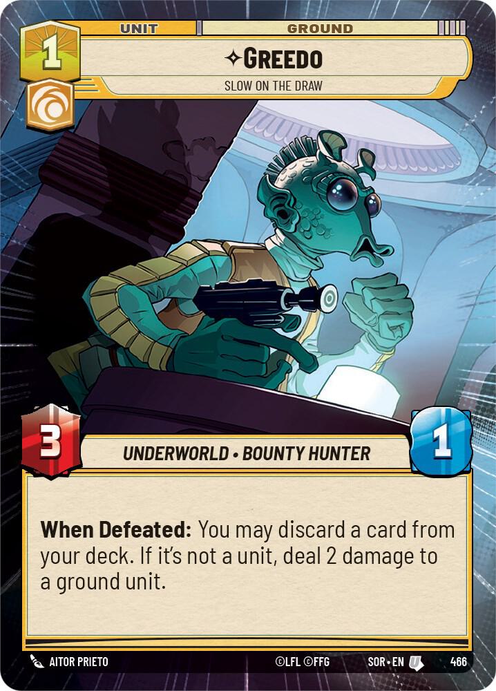 FOIL HYPERSPACE Greedo - Slow on the Draw - #486 - Uncommon Spark of Rebellion