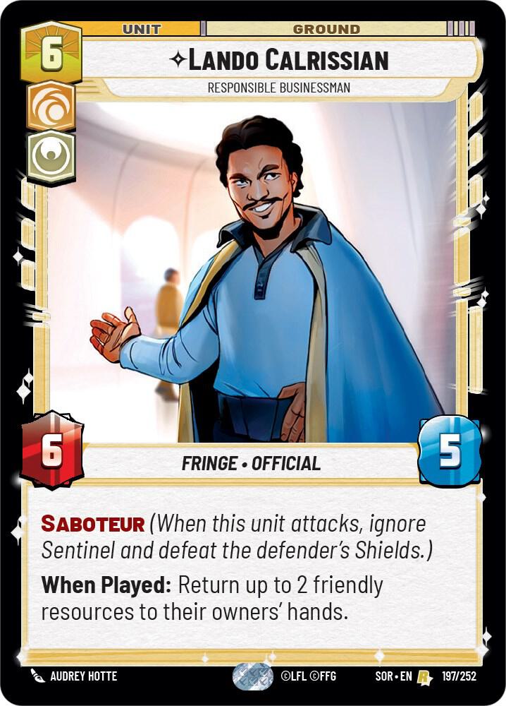 FOIL Lando Calrissian - Responsible Businessman - 197/252 - Rare Spark of Rebellion