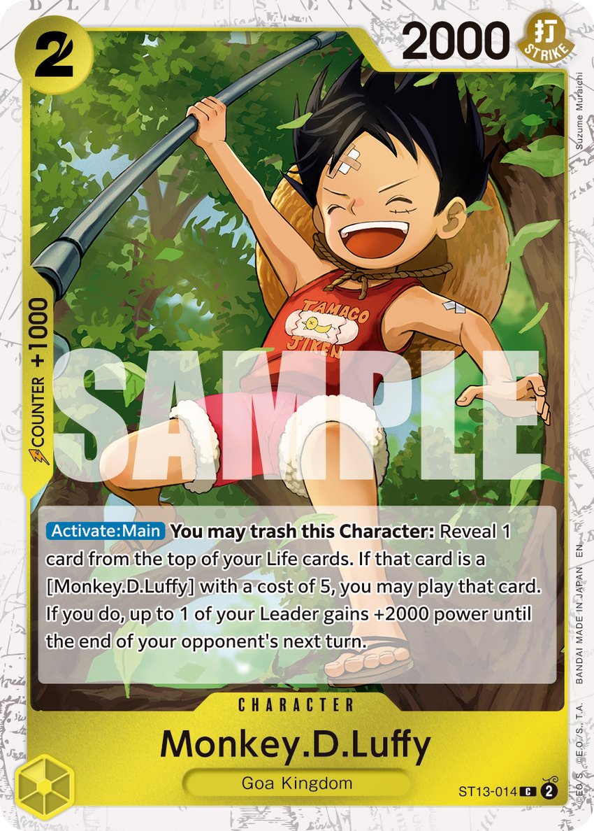 Monkey.D.Luffy (YELLOW) - ST13-014 -  [PIRATE FOIL]  [PRB-02] Premium Booster - THE BEST - VOL. 2