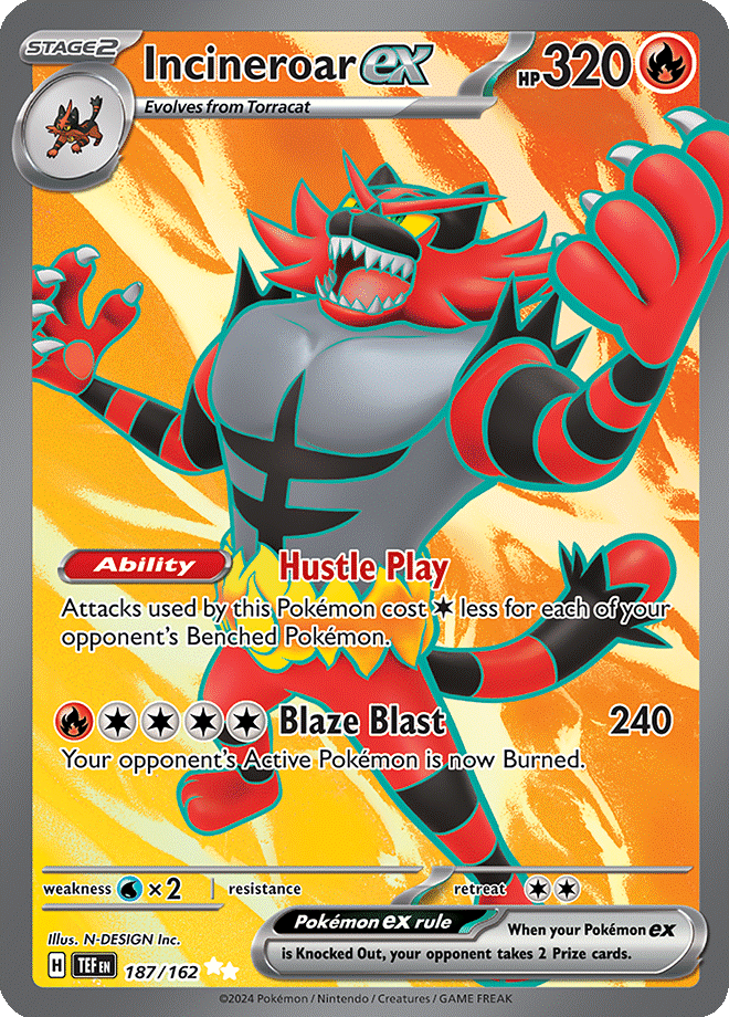 187/162 - FULL ART Incineroar ex - Ultra Rare Temporal Forces