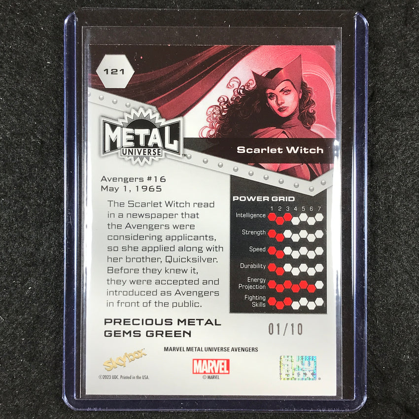 2024 Marvel Metal Universe Avengers SCARLET WITCH Precious Metal Gems Green 1/10