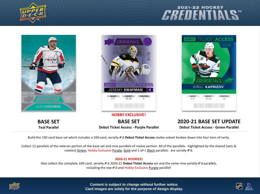 2021-22 Upper Deck  Hockey Credentials Hobby Box