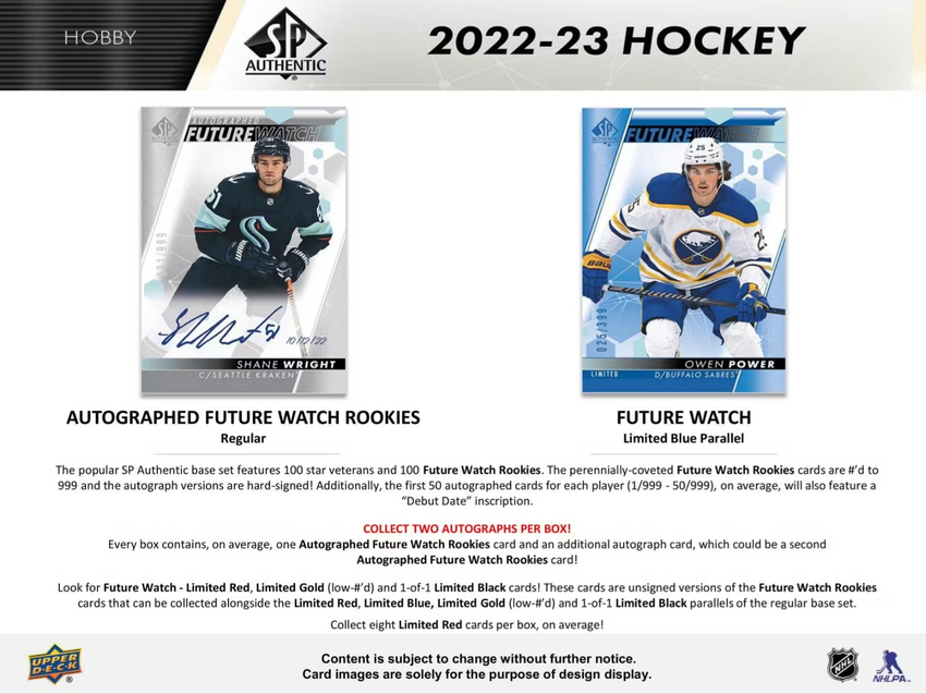 2022-23 Upper Deck SP Authentic Hockey Hobby Box