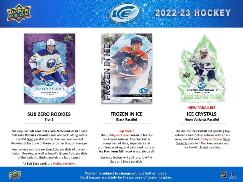 2022-23 Upper Deck Ice Hockey Hobby Box