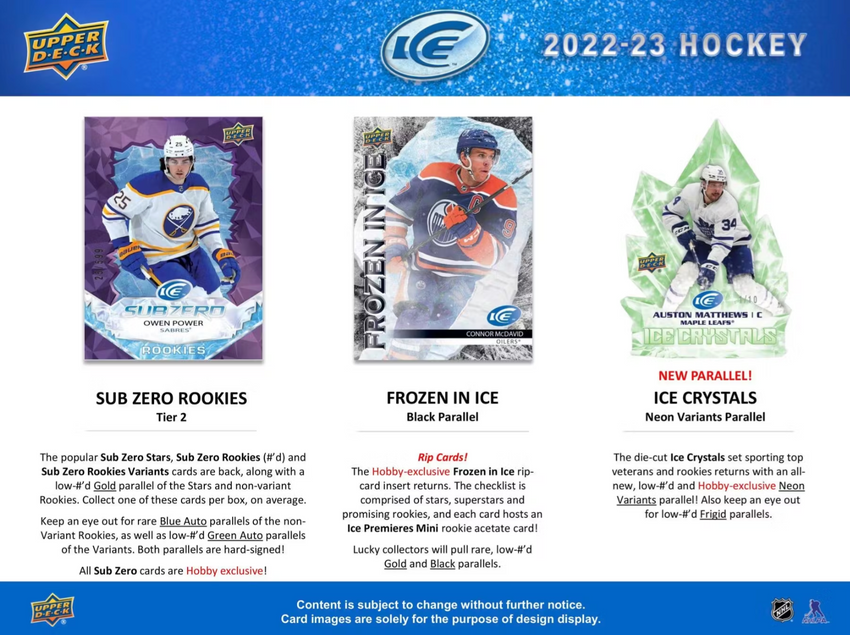 2022-23 Upper Deck ICE Hockey Hobby Box-Cherry Collectables