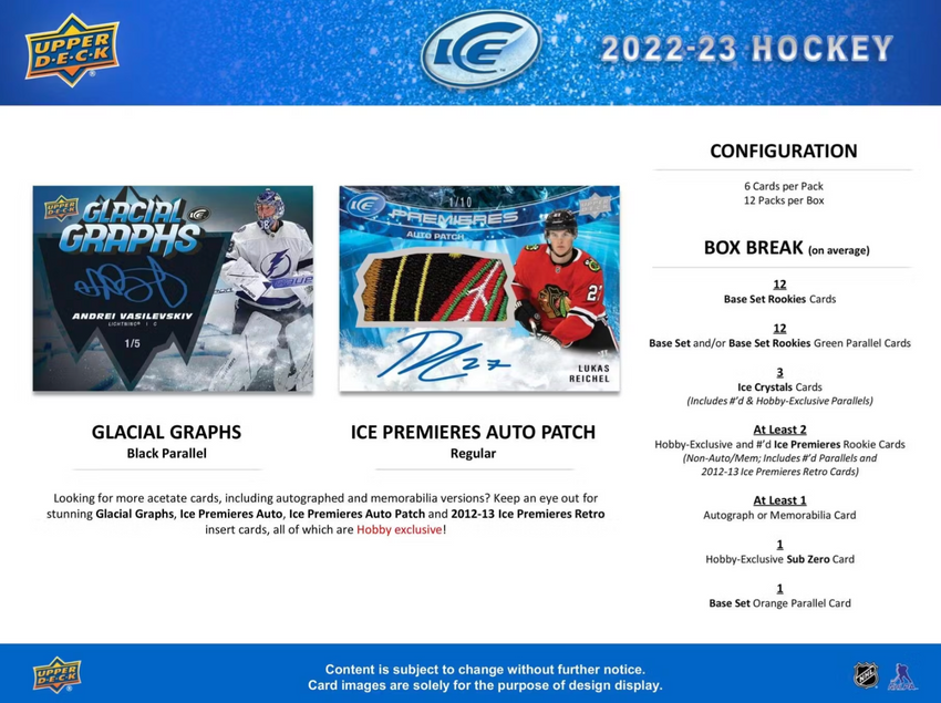 2022-23 Upper Deck Ice Hockey Hobby Box