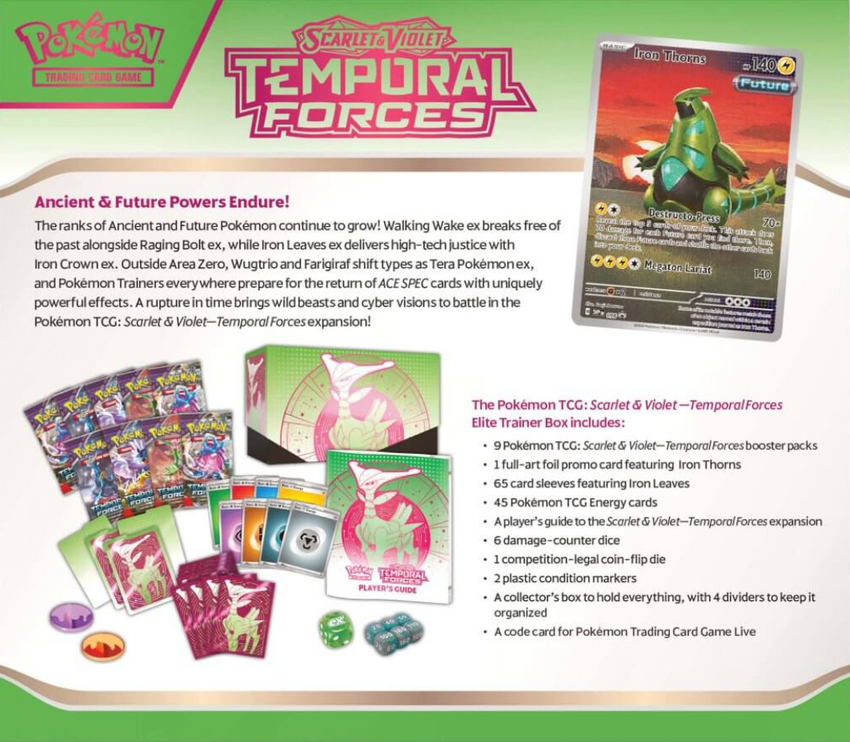 Pokemon TCG SV05 Temporal Forces Elite Trainer Box - Iron Leaves