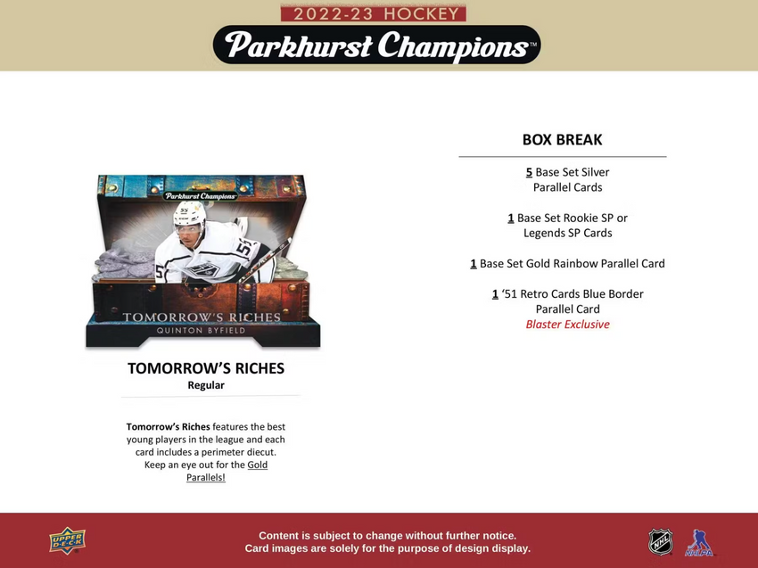 2022-23 Upper Deck Parkhurst Champions Hockey Blaster Box