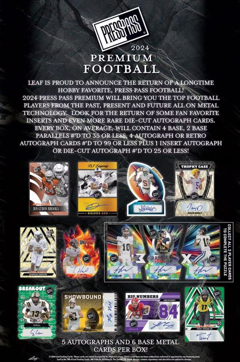 2024 Leaf Press Pass Premium Football Hobby Box